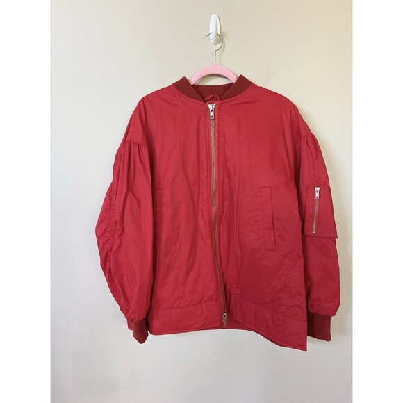 Free People We The Free Jacket Women Becca Red Oversize Puffer Bomber Sz M NWT - Picture 2 of 12